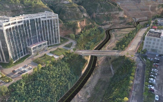 圖:傾斜攝影模型疊加道路